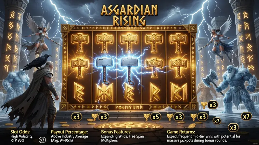 Asgardian Rising RTP: Slot Odds, Payout Percentage, Bonus Features, and What to Expect From the Game's Returns