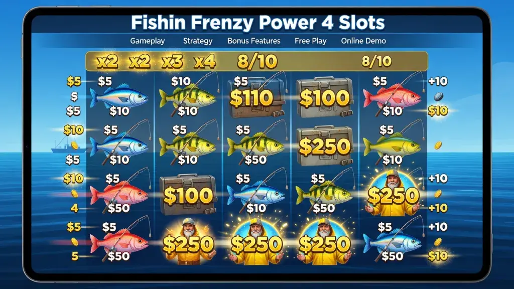 Fishin Frenzy Power 4 Slots: Gameplay, Strategy, Bonus Features, Free Play, and Online Demo